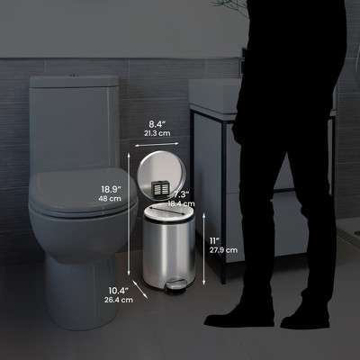 Stainless Steel 1.3 Gallon Round Step Trash Can with Odor Filter
