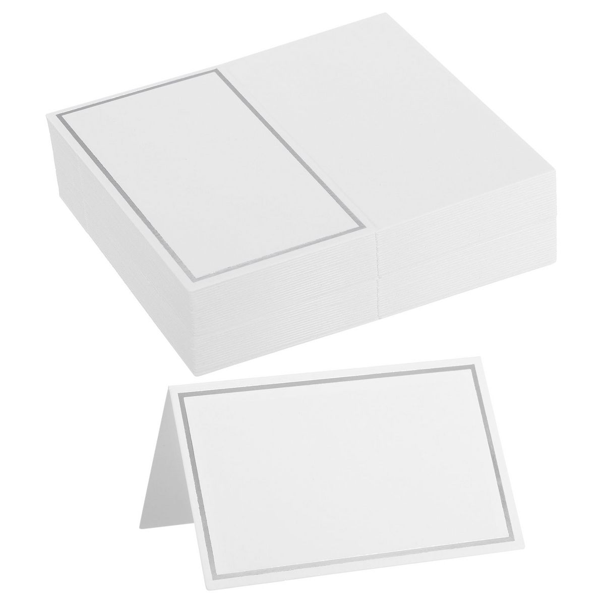 Unique Bargains Wedding Silver Line Printable Table Setting Place Cards 40 Pcs