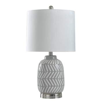 Ceramic and Metal Table Lamp with Round Hardback Shade Gray/White - StyleCraft