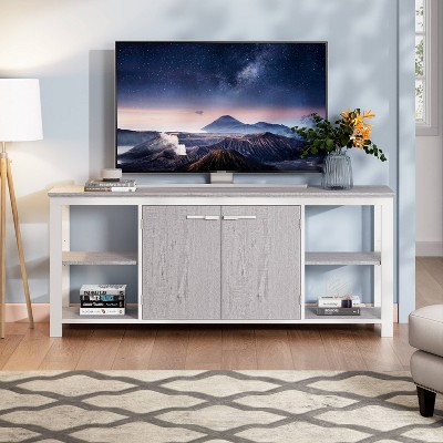 55 Traditional Natural Wood TV Stand for TVs up to 60 with Drawer White  Oak - Home Essentials