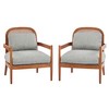 26.6'' Fabric Upholstered Mid-Century Modern Accent Chairs with Walnut Solid Wood Frame, Rattan Backrest and Comfy Cushions (Set of 2) - 3 of 4