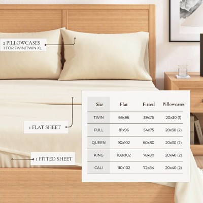 Full Pristine Ivory Cotton Flannel Sheet Set
