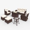 LayinSun Outdoor Patio Furniture Set, Brown Rattan Wicker Sectional Swivel Rocker Chairs Sets - 2 of 4