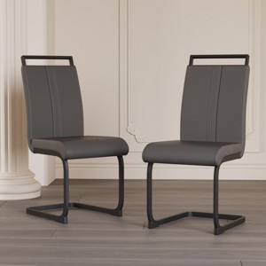 SEVOBAL Dining Chairs Set of 2 Modern PU Faux Leather High Back Side Chairs with C Shaped Metal Legs for Dining Room, Gray, 22.44"*17.12"*38.58" - 1 of 4
