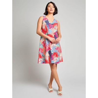 Jones New York Plus Gina Sleeveless Trapeze Dress
