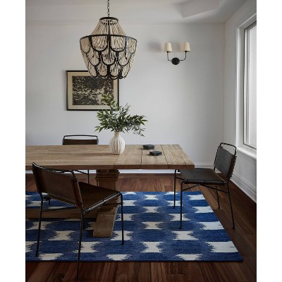 Chiara Navy Blue Hand Tufted Wool Area Rug 5' x 8'