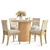 41.5" Wood Dining Set for 4,Pedestal Oak Round Dining Table & 4 Upholstered Woven Back Armless Dining Chair for Dining Room-Tanpinhause - 2 of 4