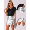 Allegra K Women's Faux Leather Bodycon Split High Waist Pencil Mini Skirts - 2 of 4