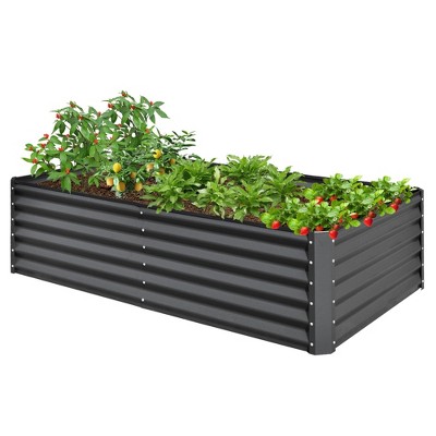 NAYSAYE Galvanized Raised Garden Bed Large Outdoor Metal Planter Box for Vegetables Fruits and Flowers, Gray, 94.49"*47.25"*17.72"
