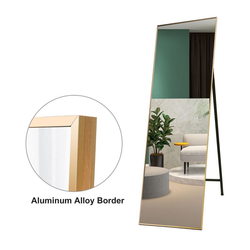 Bowen 65" x 22" Oversized Rectangle Aluminum Frame Wall-Mounted Full Length Mirrors-The Pop Home, 5 of 9
