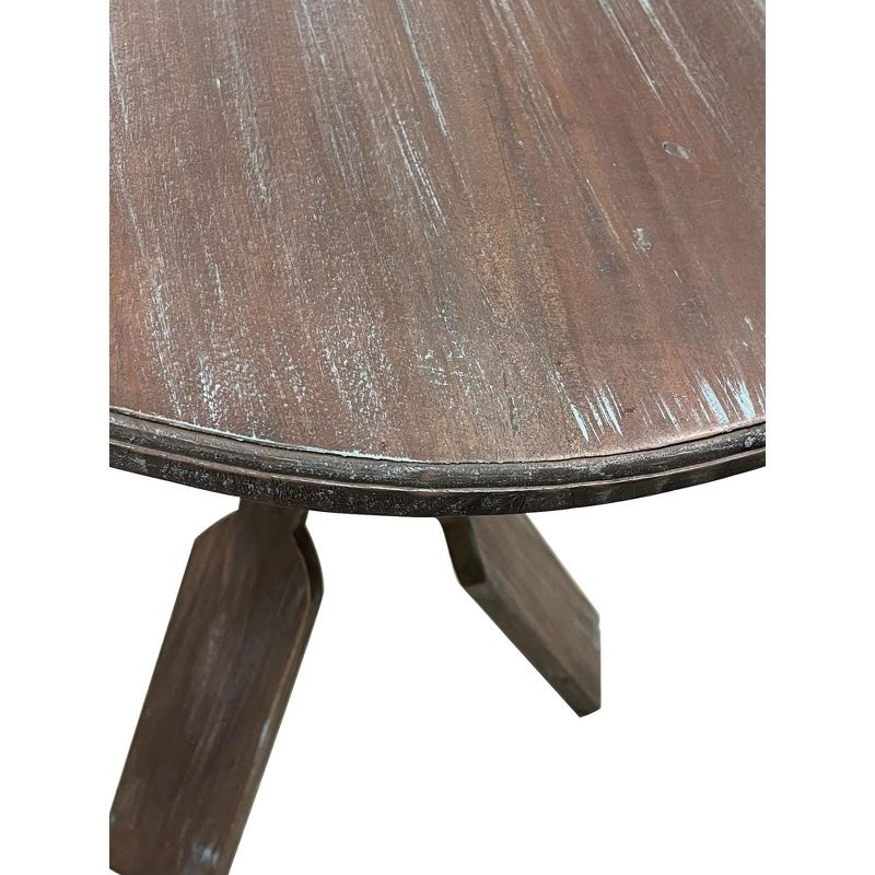 Besthom Shabby Chic Cottage 23.5 in. Bluebrush Brown Round Solid Wood End Table, 4 of 7