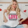 Simply Sage Market Women's Love All Day Everyday Checkered Short Sleeve Graphic Tee - L - White - 2 of 3