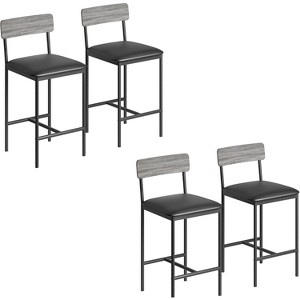 TackView 4 Pack Counter Height Bar Stools, Upholstered Barstools with Backrest and Footrest, Kitchen Barstools for Island, Counter Bar - 1 of 4