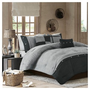 Powell Faux Suede Comforter Set - Madison Park - 1 of 4