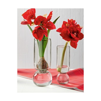 Tall Clear Recycled Glass Cylindrical Vase for Bouquets