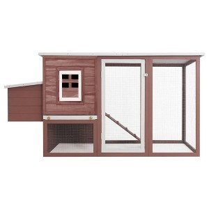 vidaXL Chicken Coop Brown Solid pine wood with painted finish Medium - Brown - 1 of 4