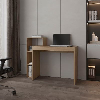 Vynxaria Computer Desk Office Table with Shelves Table with Open Storage for Sleek Home Office Desk