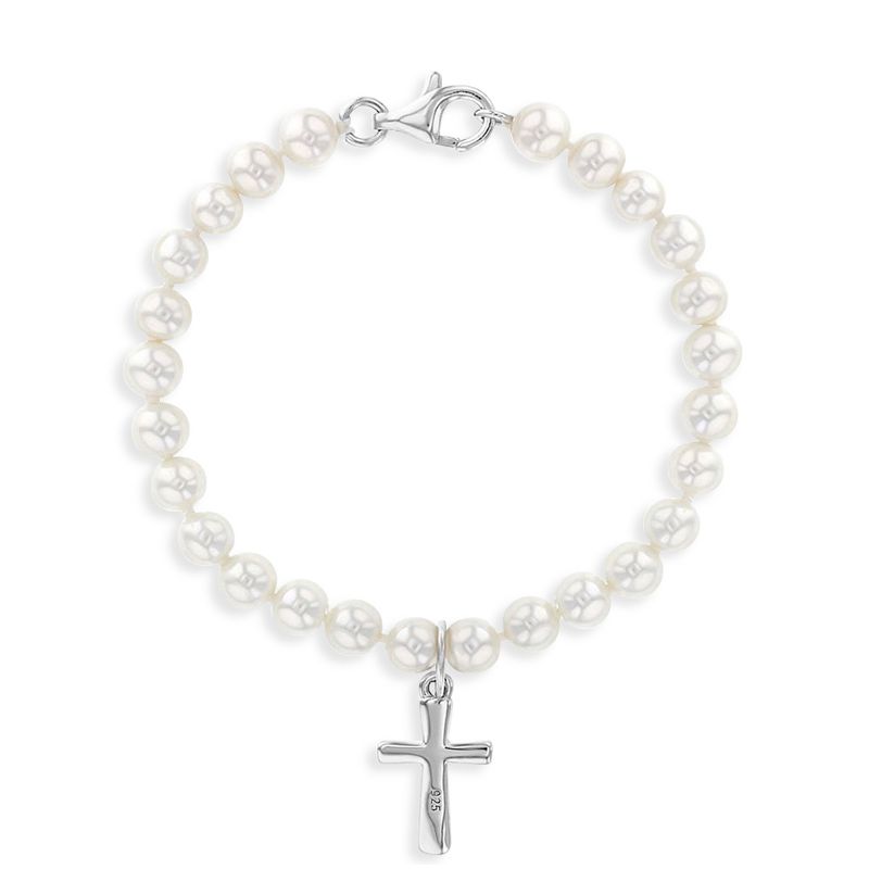 Baby Girls' White Pearls & Cross Bracelet Sterling Silver - In Season Jewelry, 1 of 5