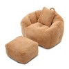 Giant Faux Fur Bean Bag Chair with Footstool,Shell-Shaped Bean Bag for Adults Kids,Oversized Bean Bag Sofa for Living Room,Bedroom-Koiai - 3 of 4