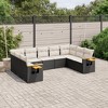vidaXL 9 Piece Patio Sofa Set with Cushions Black Poly Rattan - Black and Cream Without Table - 2 of 4