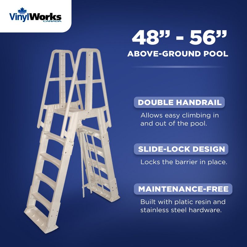 Vinyl Works SLA A Frame Above Ground Pool Ladder Steps with Slide Lock Barrier, 2 of 7
