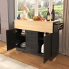 Rolling Kitchen Island On Wheels With Power Outlet And 3 Drawers,Kitchen Cart With 2 Drop Leaf,Spice And Towel Rack -Maison Boucle - 2 of 4