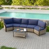 EAGLE PEAK Coastal Vista Outdoor Patio Furniture Set, Half-Moon Curved Wicker Patio Conversation Set with Coffee Table - 2 of 4