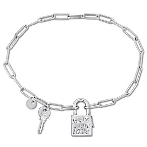 EVERLY JEWELRY | Sterling Silver White Paper Clip Link Bracelet, 7.5-inch - 1 of 4
