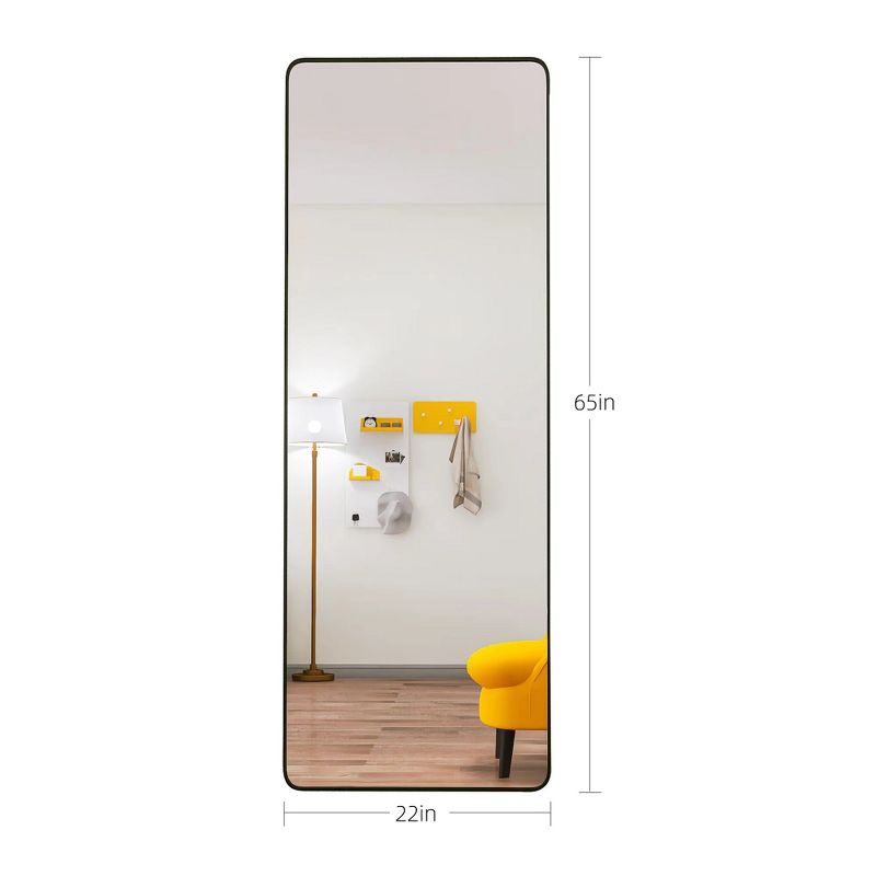 Bowen 65 in. H x 22 in. W Oversized Rectangle Round Corner Aluminum Frame Full-Length Mirror-The Pop Home, 5 of 7
