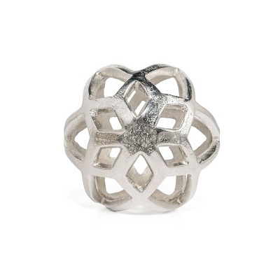 HomeRoots 5" Silver Aluminum Geo Orb Tabletop Sculpture