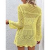 Women's Crochet Cardigan Long Sleeve Tie Front Hollow Out Thin Cardigan - 3 of 3