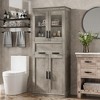Homhougo Storage Cabinet, 67" Tall Bathroom Cabinet,with Adjustable Shelves and 4 Doors 67 Inch Pantry Cupboard Gray - 3 of 4
