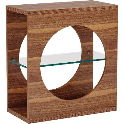 Tribesigns Narrow End Table for Living Room, Modern 3-Tier Side Table with Adjustable Glass Storage Shelf, 23.6-Inch Wood Bedside Table Nightstand