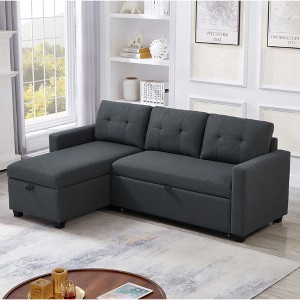 SKRAN 4 in 1 Convertible Sleeper Sofa Bed, L Shaped Sectional Couch with Storage, with Pullout Bed, for Living Room, Dorm, Office, Apartment - 1 of 4