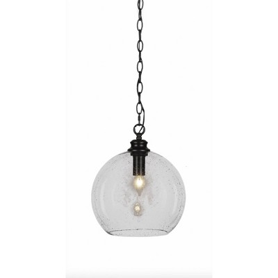 Toltec Lighting Kimbro 1 - Light Pendant in  Matte Black with 11.75" Clear Bubble Shade