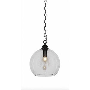 Toltec Lighting Kimbro 1 - Light Pendant in  Matte Black with 11.75" Clear Bubble Shade - 1 of 1