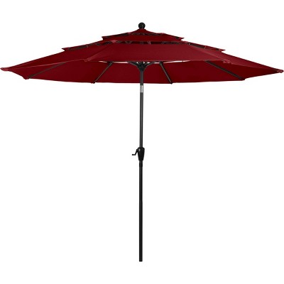 10-Foot Red Polyester Outdoor Patio Market Umbrella with Tilt