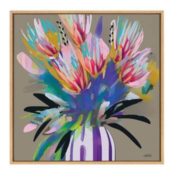 Kate & Laurel All Things Decor 30"x30" Sylvie Bright Flowers Framed Canvas Wall Art by Inkheart Designs Natural Colorful Painted Floral