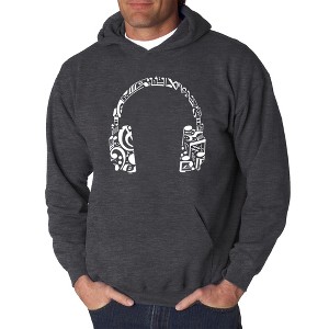 LA Pop Art Men's Word Art Hooded Sweatshirt - Music Note Headphones - 1 of 4