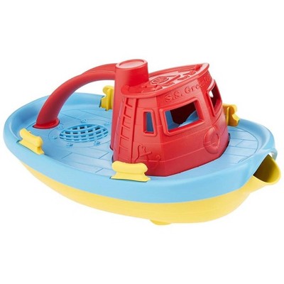 Green Toys Red Tug Boat – BPA-Free Recycled Plastic Bath Toy Boat for Toddlers, Floats in Water, Dishwasher Safe