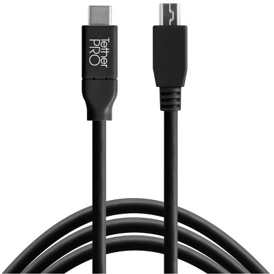  Tether Tools TetherPro USB-C to 2.0 Mini-B 5-Pin Cable, 15', Black 