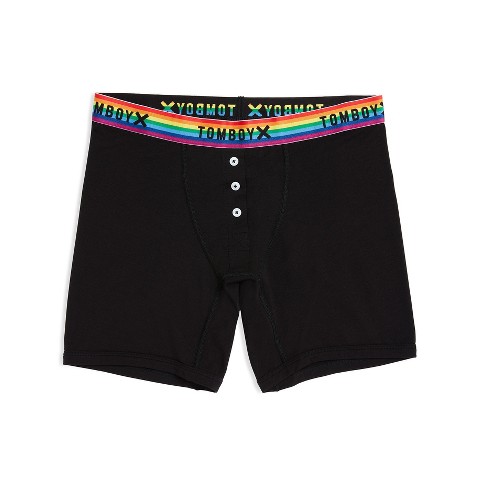 Tomboyx 6 Fly Boxer Briefs Underwear, Modal Stretch Comfortable Boy Shorts  (xs-4x) Black Rainbow X Large : Target