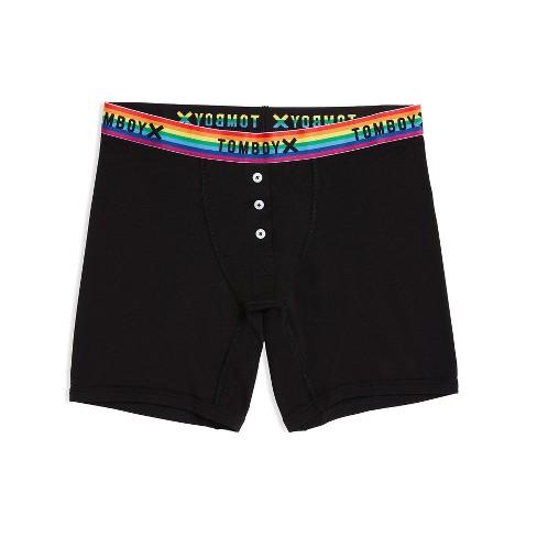 Tomboyx 6 Fly Boxer Briefs Underwear, Modal Stretch Comfortable Boy Shorts  (xs-4x) Black Rainbow Large : Target