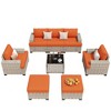XIZZI All-Weather Rattan Furniture, Sectional Sets w/ Optional Solar Light-Up Coffee Table & Ottoman, Choose 6-9pc Configs in 8 Fade Resistant Colors - 2 of 4