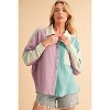 I AM A FASHION JUNKY Phalaenopsis Color Block Crinkle Rib Buttoned Oversized Shirt Phalaenopsis S - 4 of 4