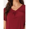 cheibear Women's Lounge Outfits Casual V-Neck Shorts Sleeves Tops with Shorts Pajama Sets - 4 of 4