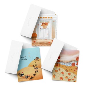 Ghost Front Door, Turkey Gathering, So Much To Be Thankful For Fall/Autumn Greeting Card Pack Sets (3 ct, Assorted) by Ramus & Co - 1 of 4