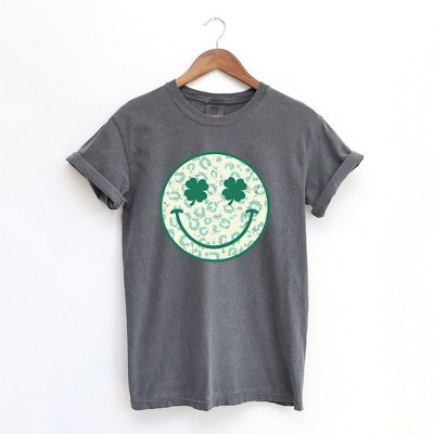 Simply Sage Market Women's Clover Leopard Smiley Faces Short Sleeve Garment Dyed Tee