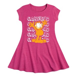 Girls' - Garfield - Garfield Repeated Fit & Flair Cap Sleeve Dress - 1 of 2