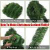 393.3 Inch Christmas Garland w/ 3 Warm Light Strings Artificial Pine Needles Garland Faux Pine Greenery Stems Twist Wired Tree Branches Wreath Tie - 4 of 4